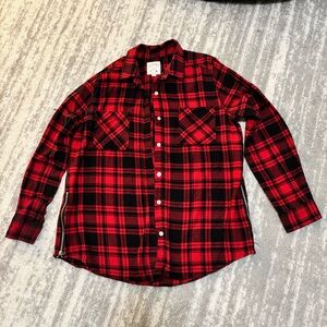 La Hearts Red and Black Plaid Button Down Shirt